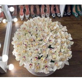 Коробка с белыми орхидеями 